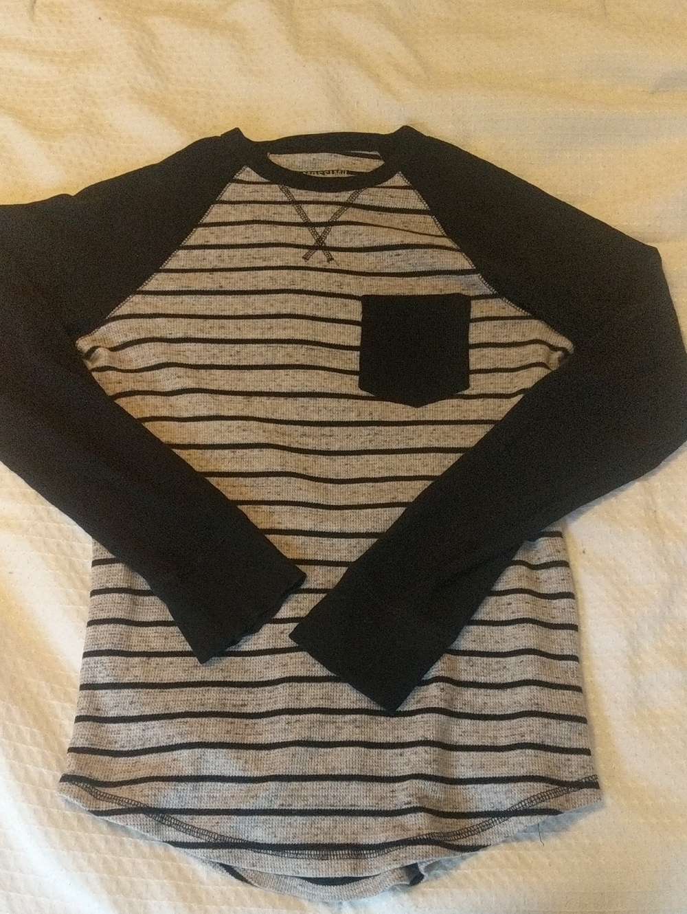 Black & Gray Striped Long-Sleeve Raglan Sweater